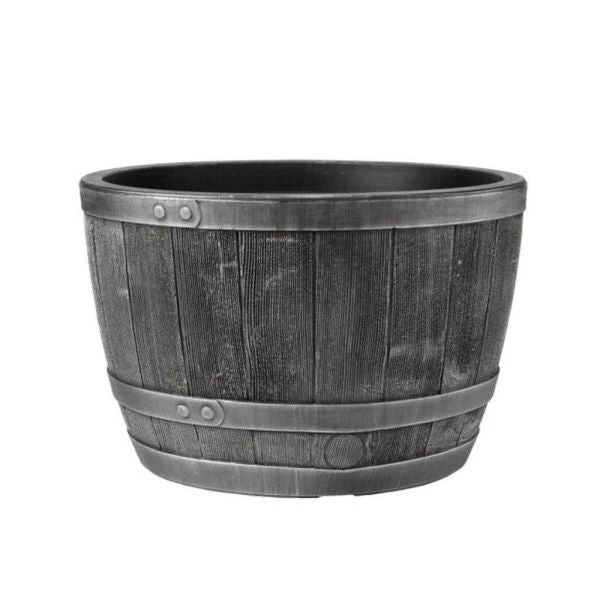 Stewarts 61cm Pewter Effect Blenheim Half Barrel Planter 1 Stewarts 61cm Pewter Effect Blenheim Half Barrel Planter