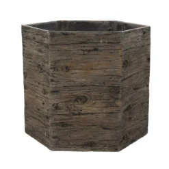 Woodlodge 34cm Driftwood Hexagon Resin Pot