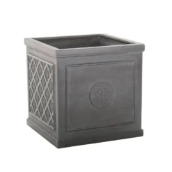 Woodlodge 27cm Black Regal Heritage Fibreclay Square Pot