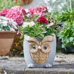 Flamboya 23cmWoodstone Owl Planter