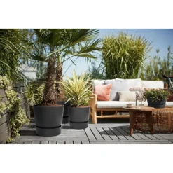 Elho 25cm Living Black Greenville Round Planter -Hozeelock Store 8711904332334 4