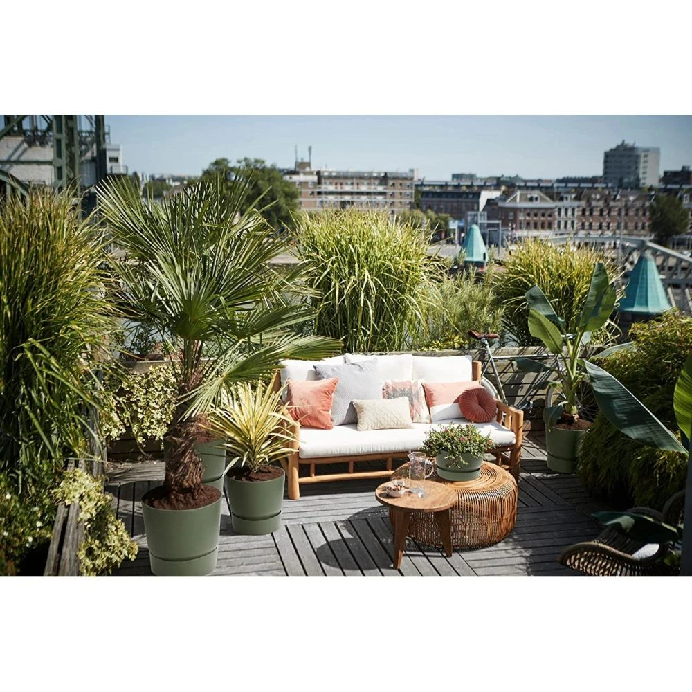 Elho 25cm Leaf Green Greenville Round Planter 5 Elho 25cm Leaf Green Greenville Round Planter - Image 5