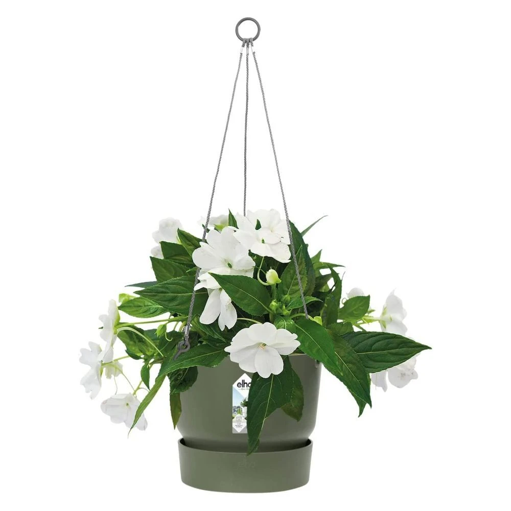 Elho 24cm Leaf Green Greenville Hanging Basket Planter 2 Elho 24cm Leaf Green Greenville Hanging Basket Planter - Image 2
